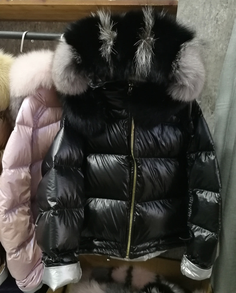 Metallic Real Fox Fur Parka Reversible Puff Jackets (Multi-Colors)