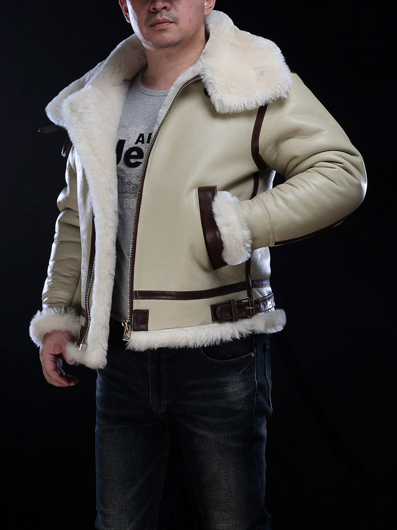 Genuine Leather Coat Big B3 Shearling Bomber