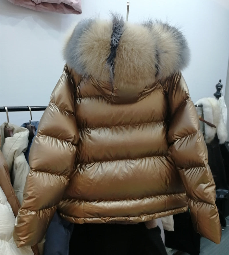 Metallic Real Fox Fur Parka Reversible Puff Jackets (Multi-Colors)