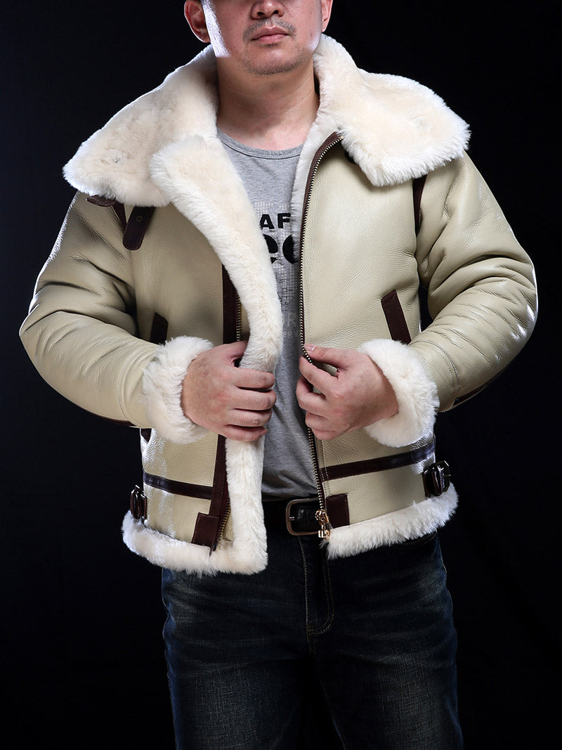 Genuine Leather Coat Big B3 Shearling Bomber