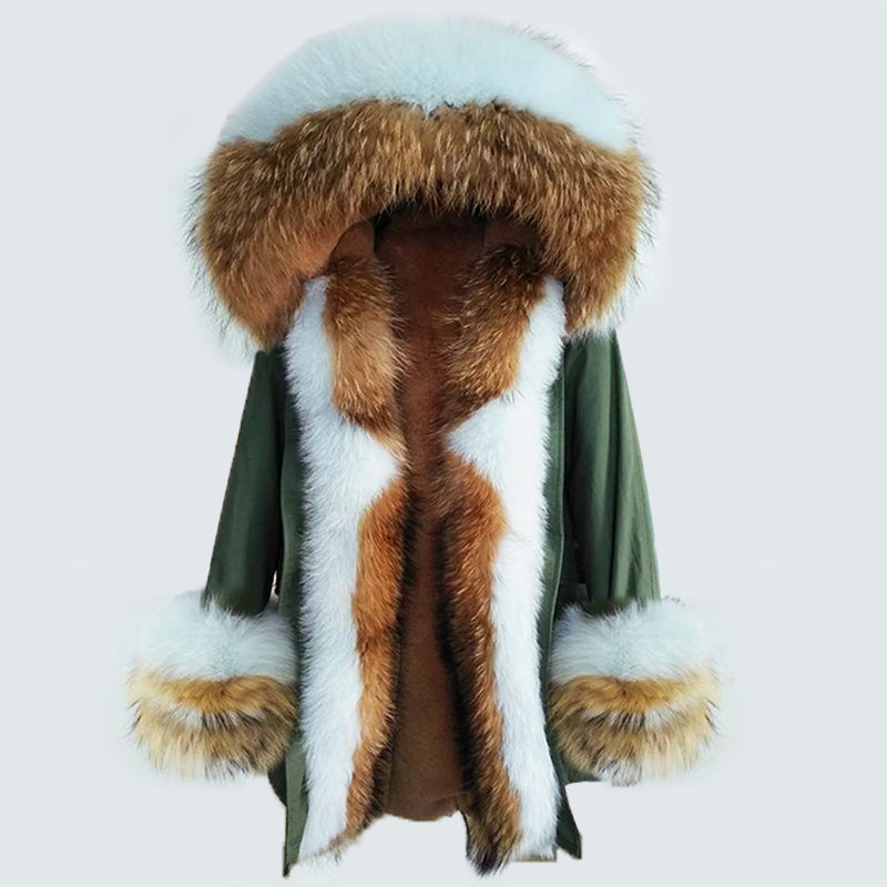 Real Fox Fur Big Collar Cuffs Parka Coats (Multi-Styles/Colors)