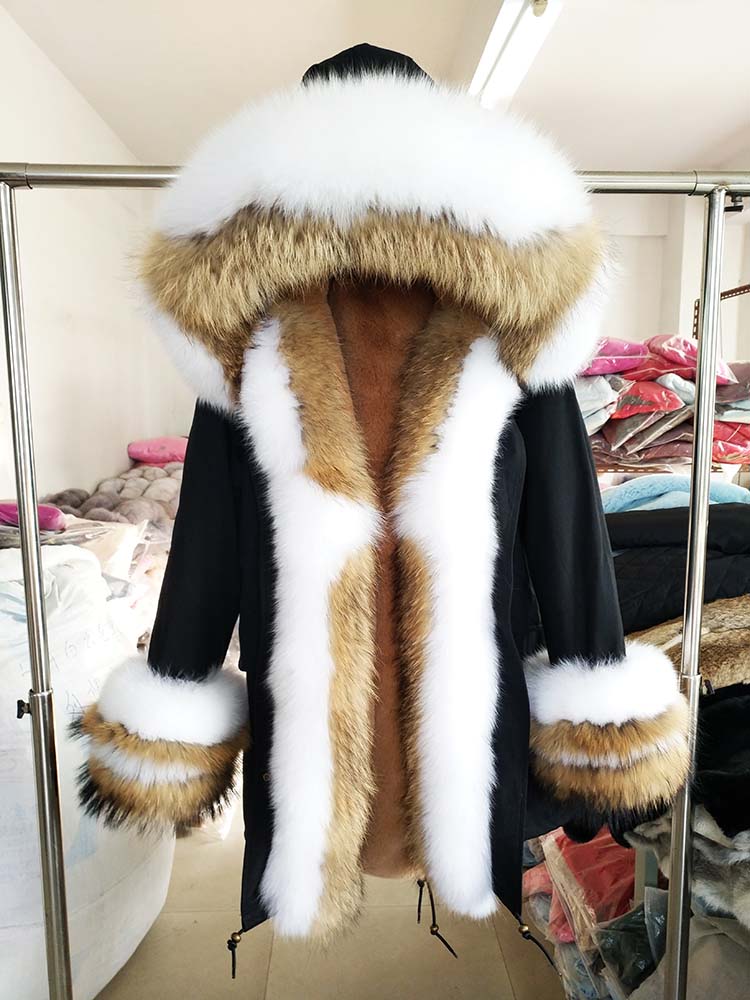 Real Fox Fur Big Collar Cuffs Parka Coats (Multi-Styles/Colors)