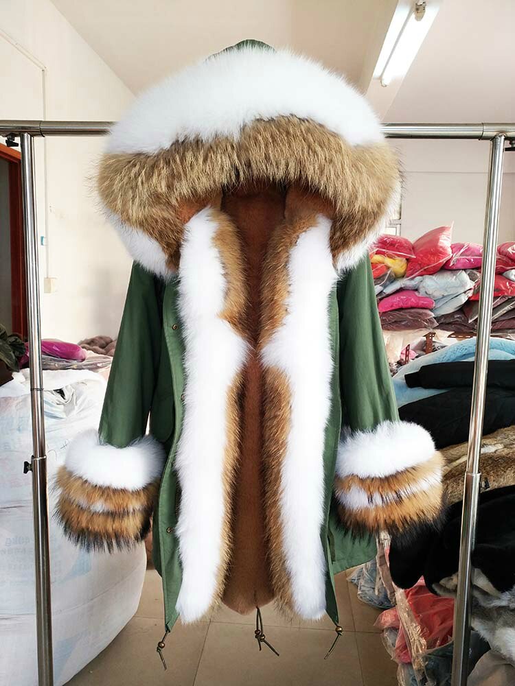 Real Fox Fur Big Collar Cuffs Parka Coats (Multi-Styles/Colors)