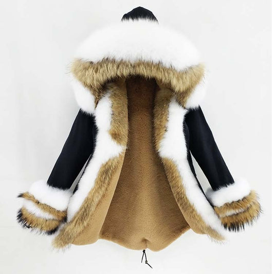 Real Fox Fur Big Collar Cuffs Parka Coats (Multi-Styles/Colors)