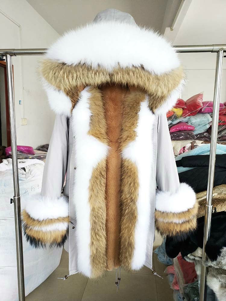 Real Fox Fur Big Collar Cuffs Parka Coats (Multi-Styles/Colors)