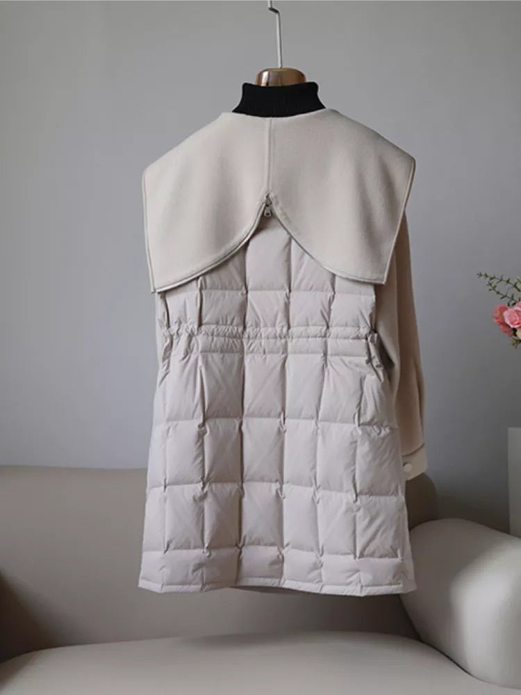 Wool Cashmere Goose Down Long Puffer Coats