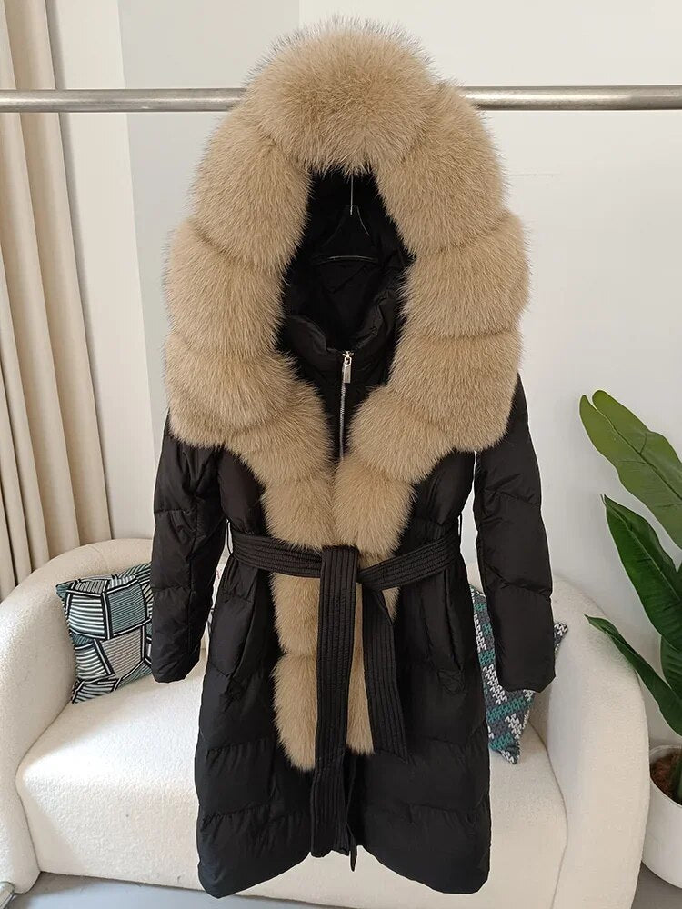 Real Fur Collar Duck Down Long Puffer Jackets