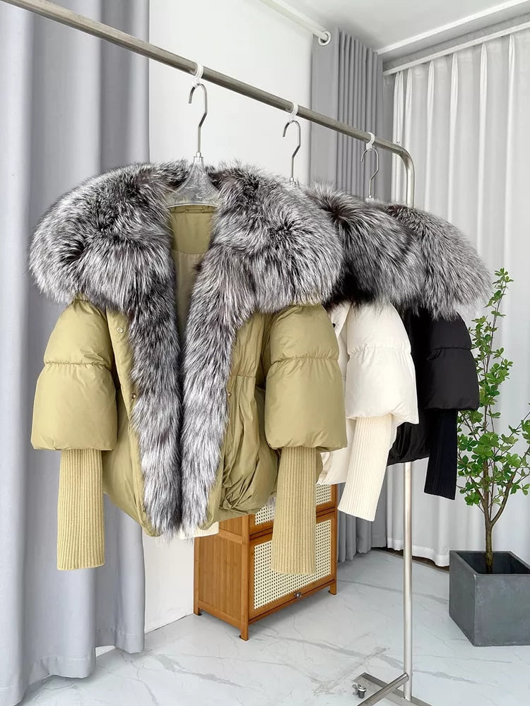 Goose Down Big Fur Collar Puffer Jackets