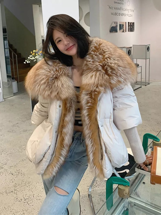 Goose Down Big Fur Collar Puffer Jackets