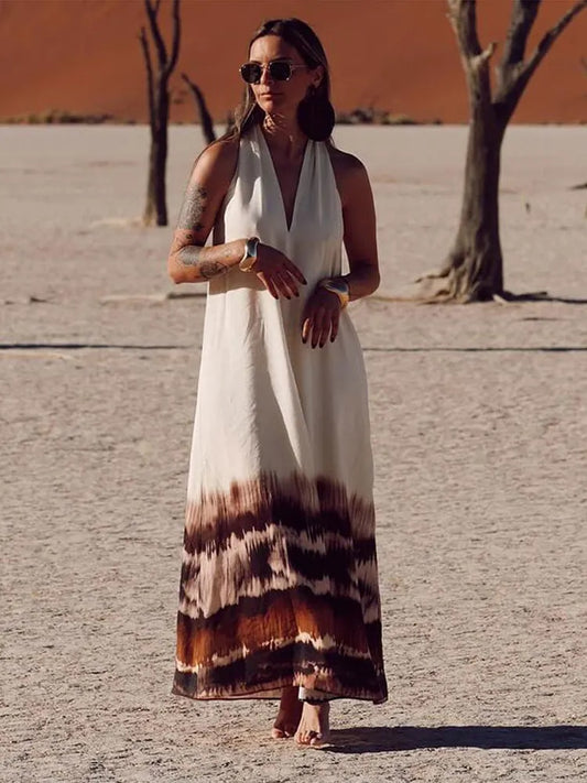 V Neck Sleeveless Loose Beach Dress