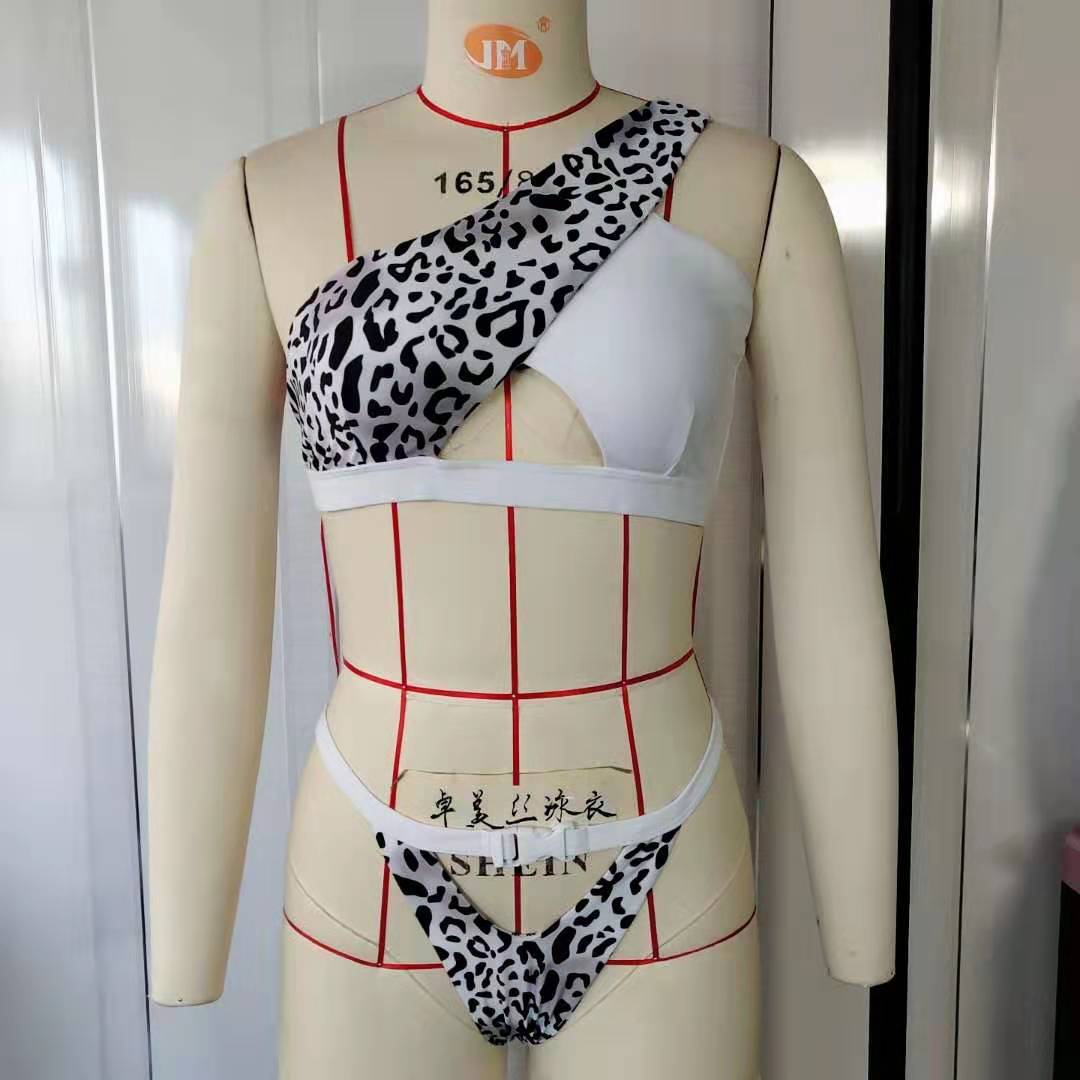 Leopard One Shoulder Hollow Push Up Hollow Bikini Set – Elevate Swag
