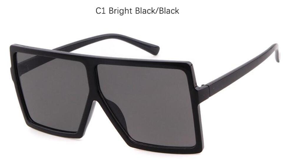 Square Frame Flat Top Over-sized Sunglasses