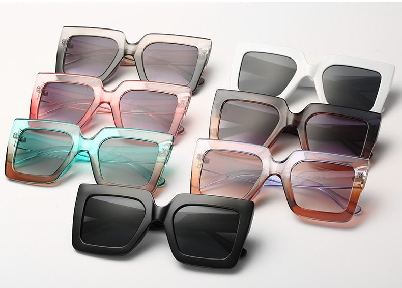 Transparent Gradient Frame Over-sized Sunglasses