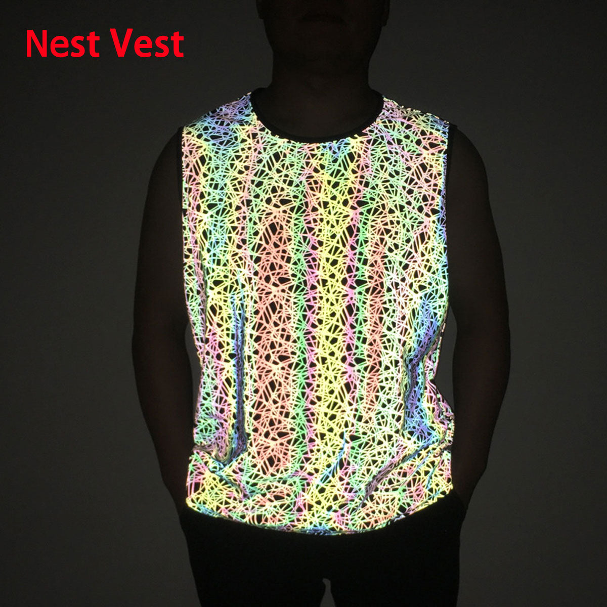 Rainbow Reflective Glow Sleeveless Shirts