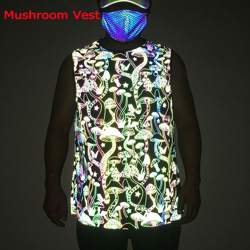 Rainbow Reflective Glow Sleeveless Shirts