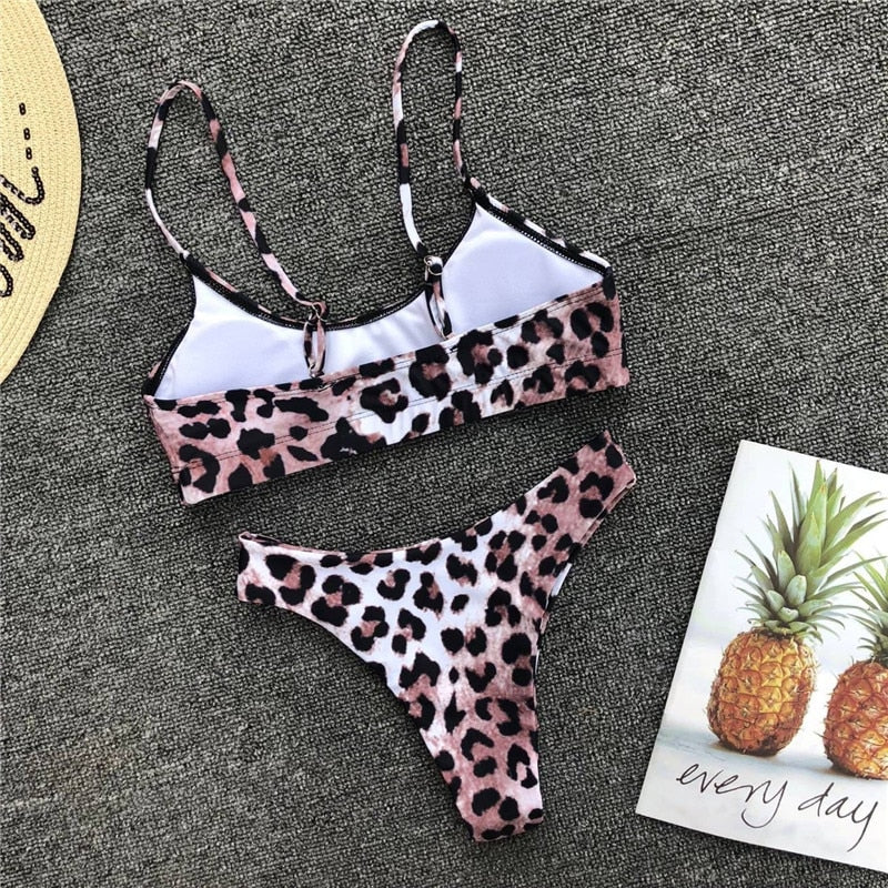 Leopard High Cut Brazilian Bikini Set