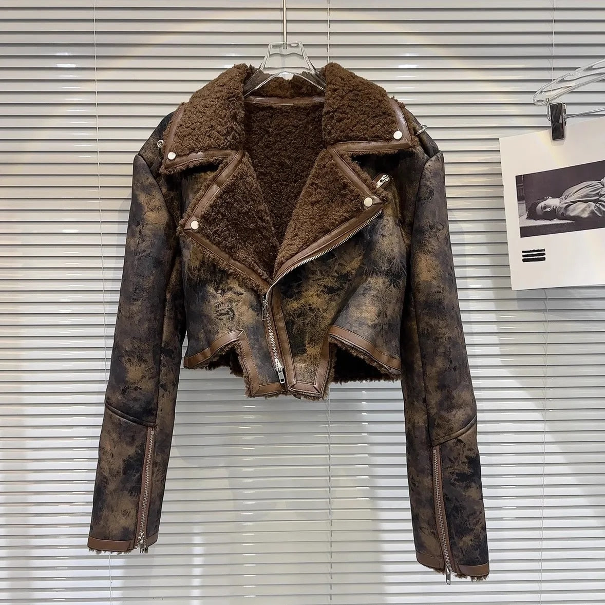 Cropped Pu Leather Jackets & Fake Fur
