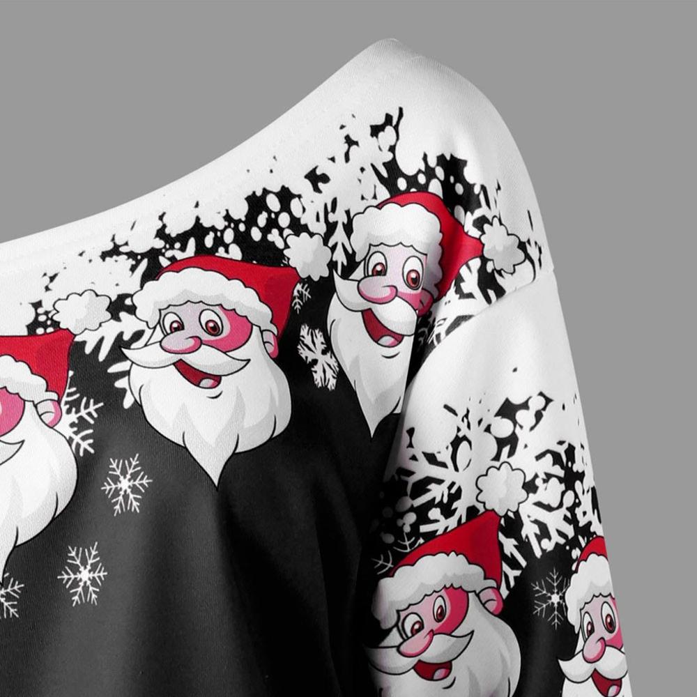 Christmas Santa Claus Print Leaky Shoulder