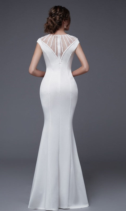 Mesh Top Mermaid Side Slit Maxi Dresses