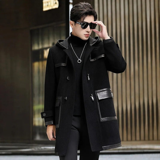 Long Real Wool Coats Hooded