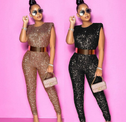 Sequin Sleeveless Jumpsuits (Plus Sizes)