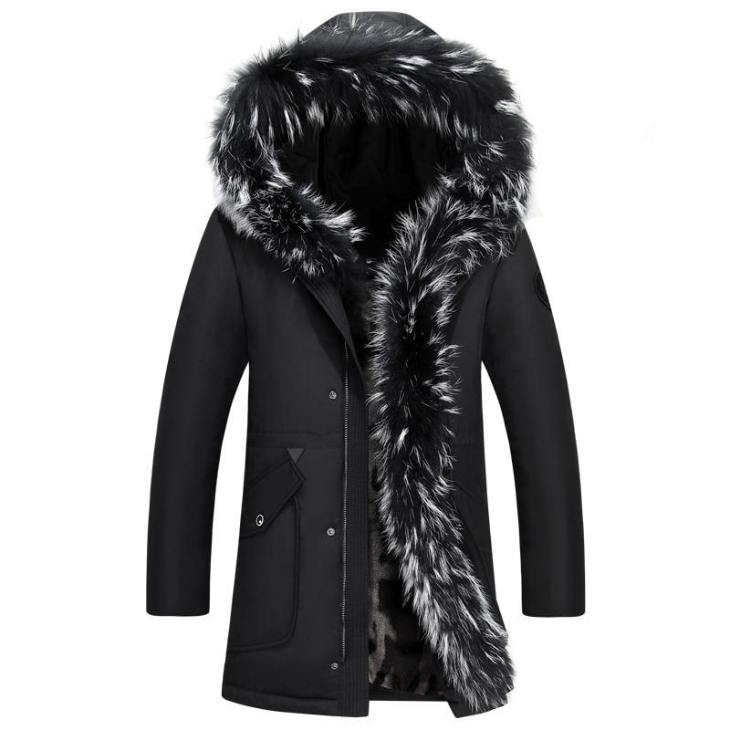 Duck Down Coats With Hooded Natural Real Fur