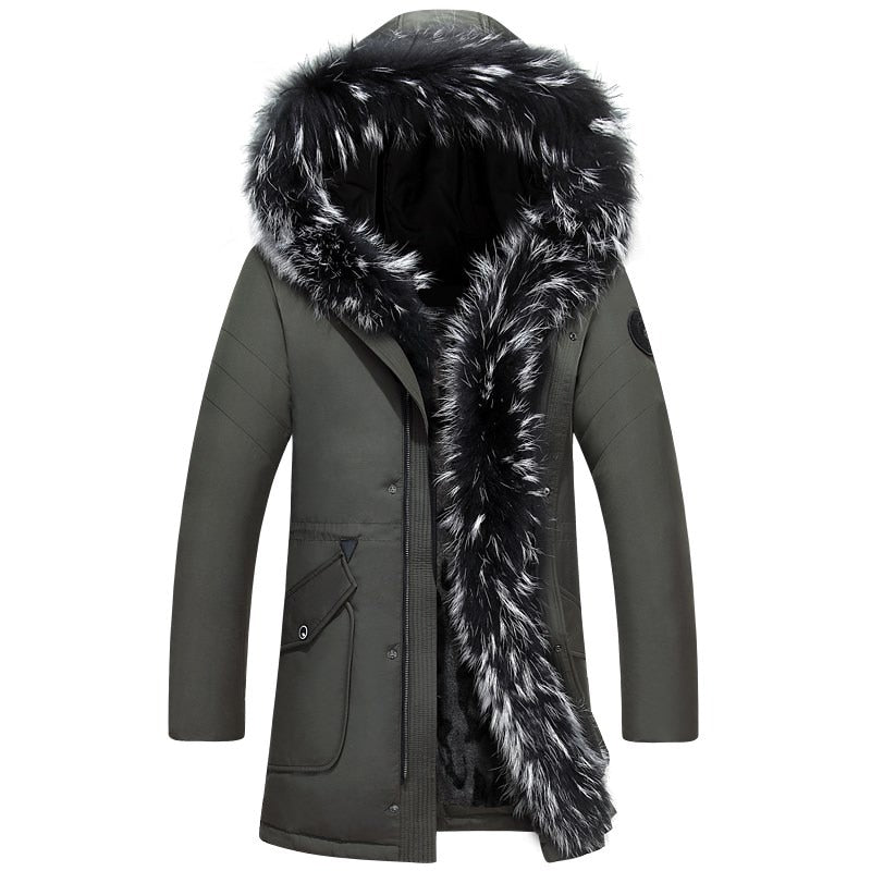 Duck Down Coats With Hooded Natural Real Fur