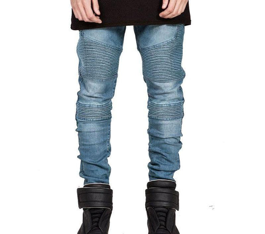 Skinny Slim Fit Washed, Ripped Biker Jeans (Multi. Colors)