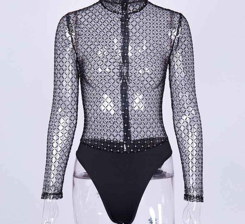 See Through Long Sleeve Bodysuits