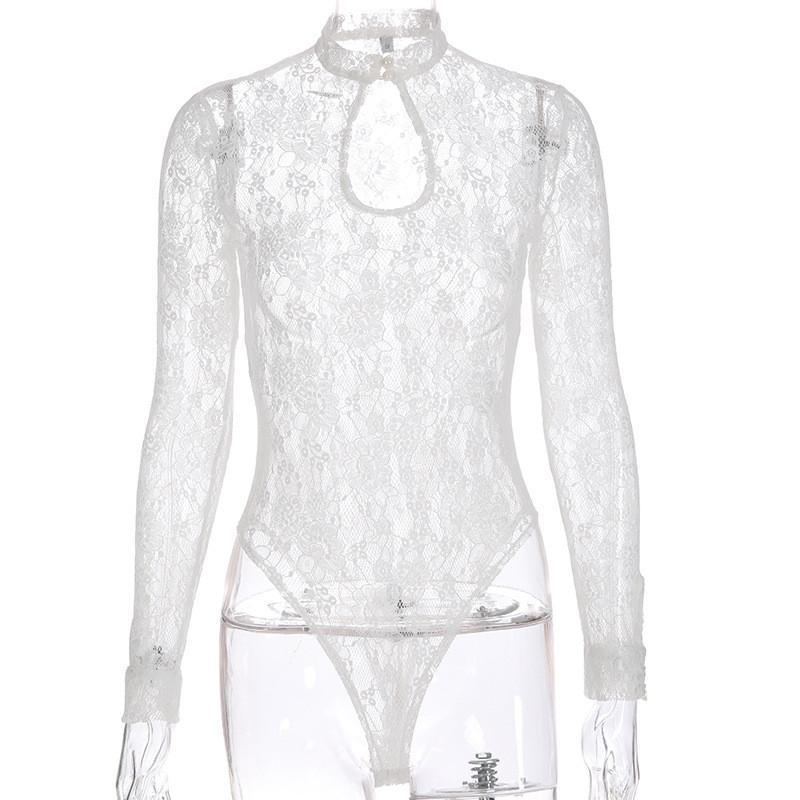 See Through Hollow Out Lace Bodysuit