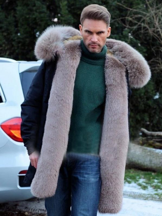 Rex Rabbit Fur Liner Fox Fur Collar/Parkas Waterproof Coat