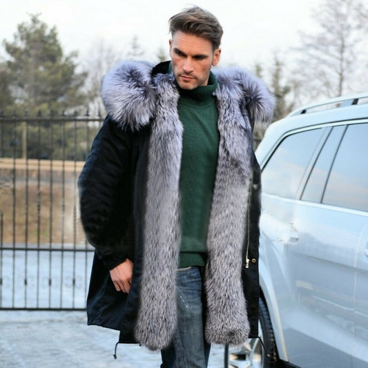 Rex Rabbit Fur Liner Silver Fox Fur Collar/Parkas Waterproof Coats