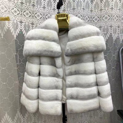 Rex Rabbit Fur Coat Big Turndown Collar