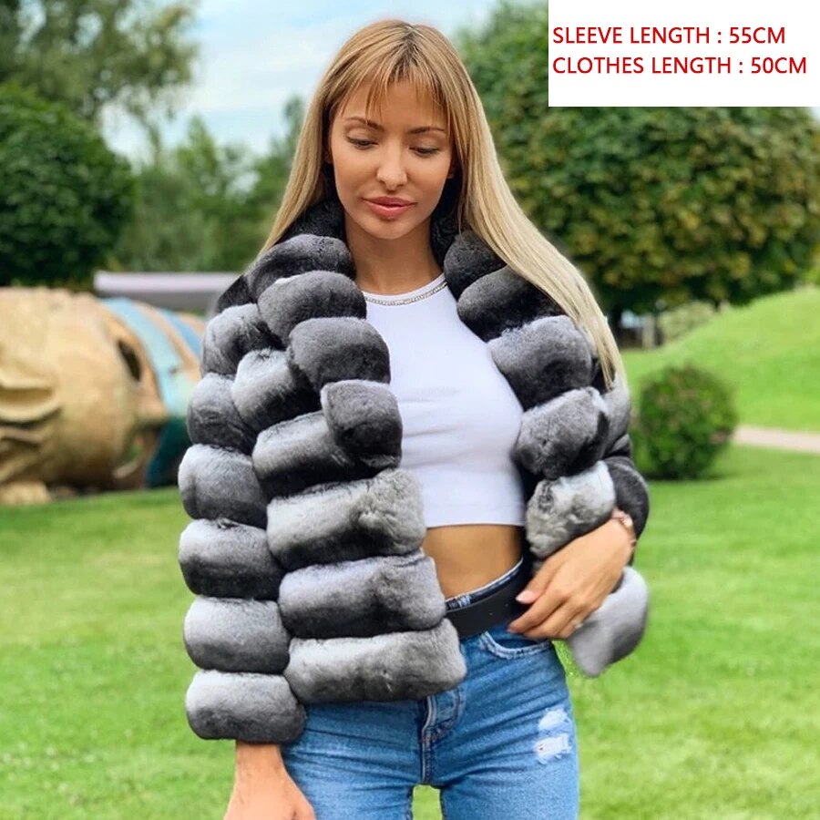 Collection of Chinchilla Style Rex Rabbit Fur Coat Vest