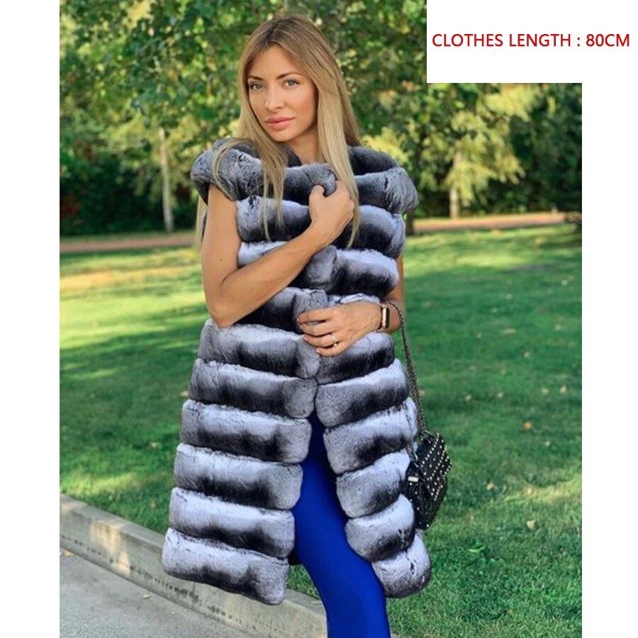 Collection of Chinchilla Style Rex Rabbit Fur Coat Vest