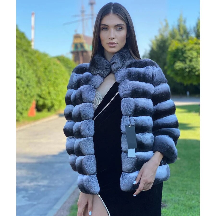 Collection of Chinchilla Style Rex Rabbit Fur Coat Vest