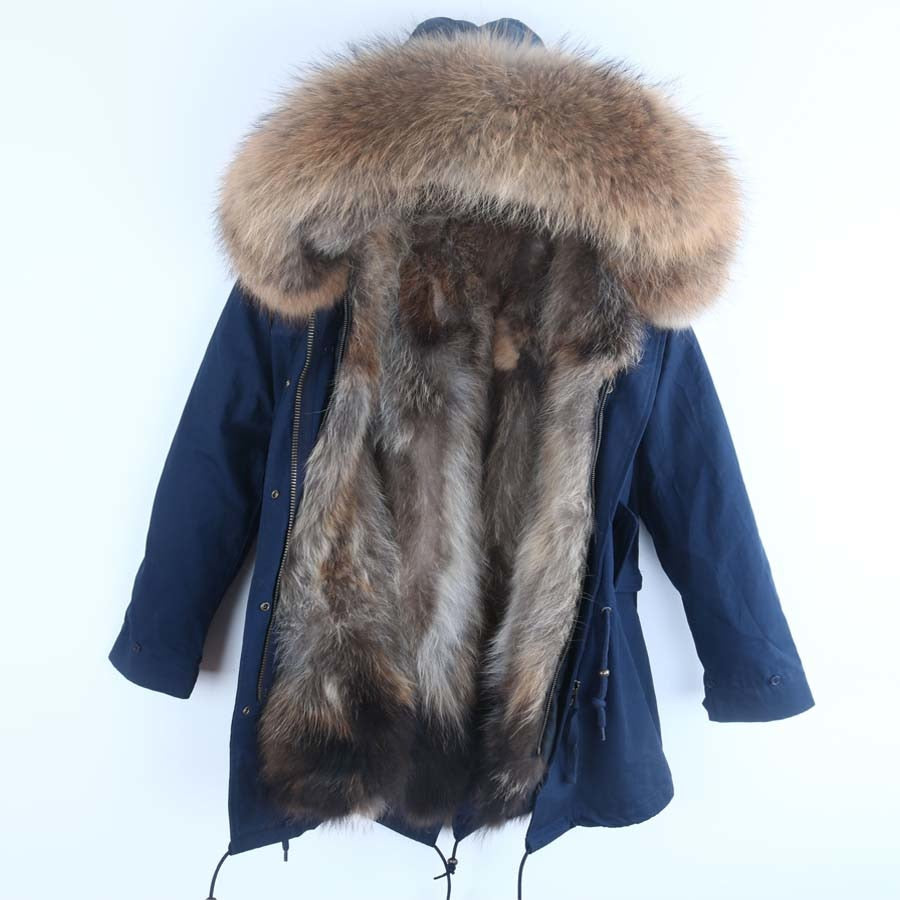 Real Fox Fur Lining and Real Fox Fur Parka Long Coats