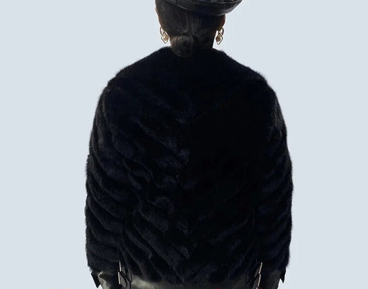 Genuine Leather Knitted Real Mink Fur Coat Short Moto