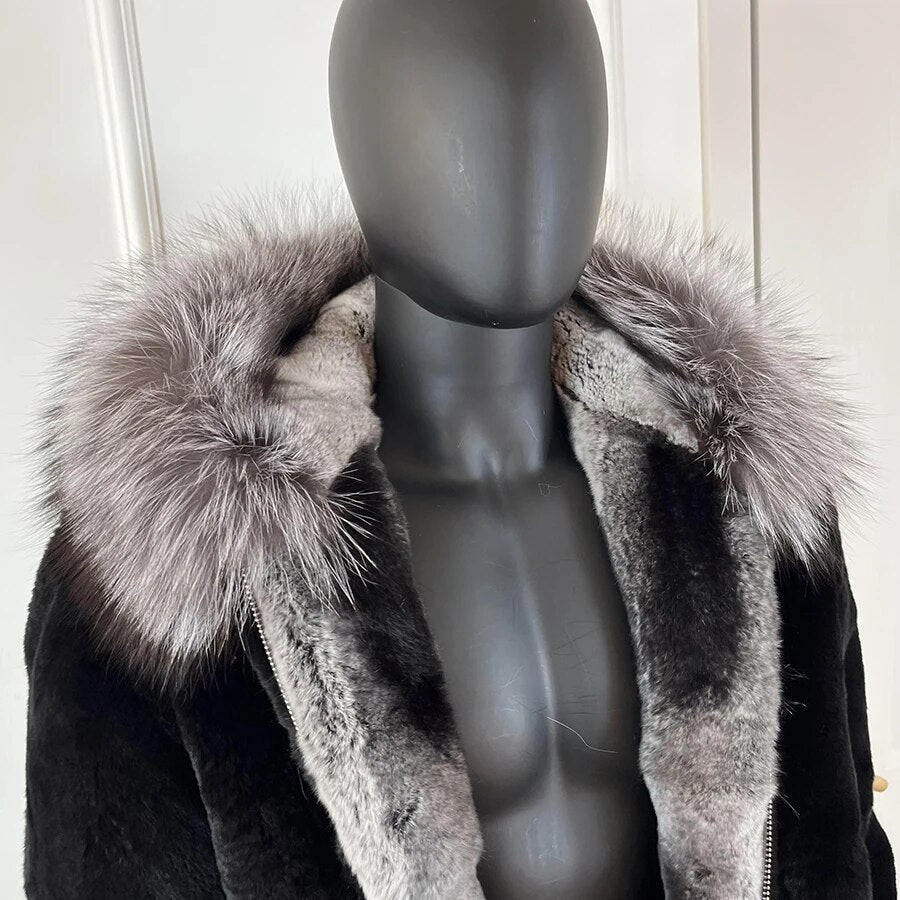 Real Fur Coat Chilla Style Rabbit Fur Parka