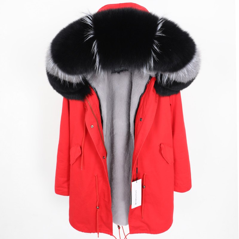 Real Fox Fur Parka Detachable Velvet Lining Coats