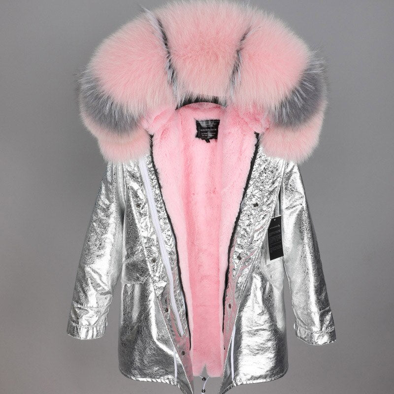 Real Fox Fur Parka Detachable Velvet Lining Coats