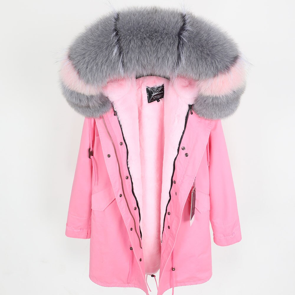 Real Fox Fur Parka Detachable Velvet Lining Coats