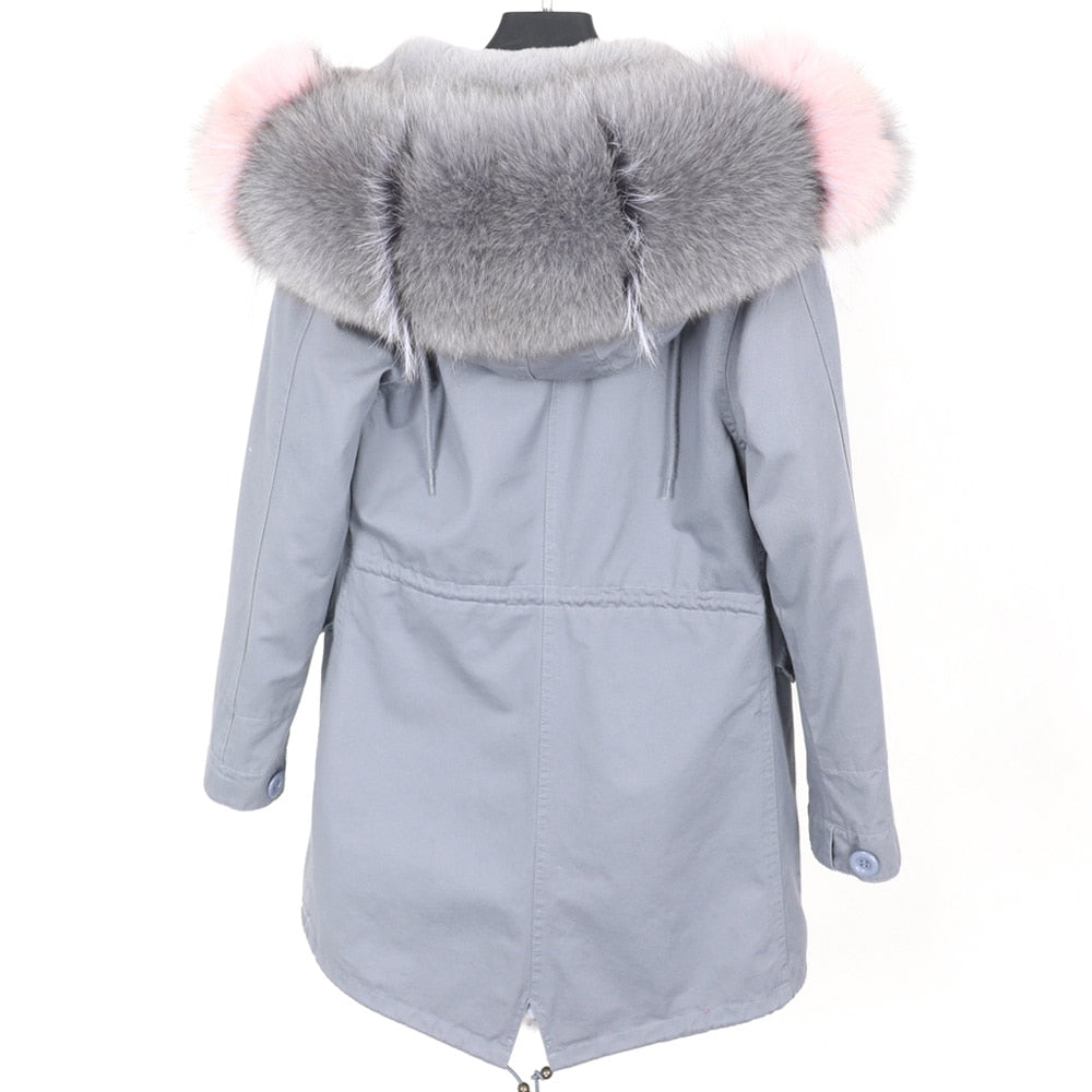 Real Fox Fur Parka Detachable Velvet Lining Coats