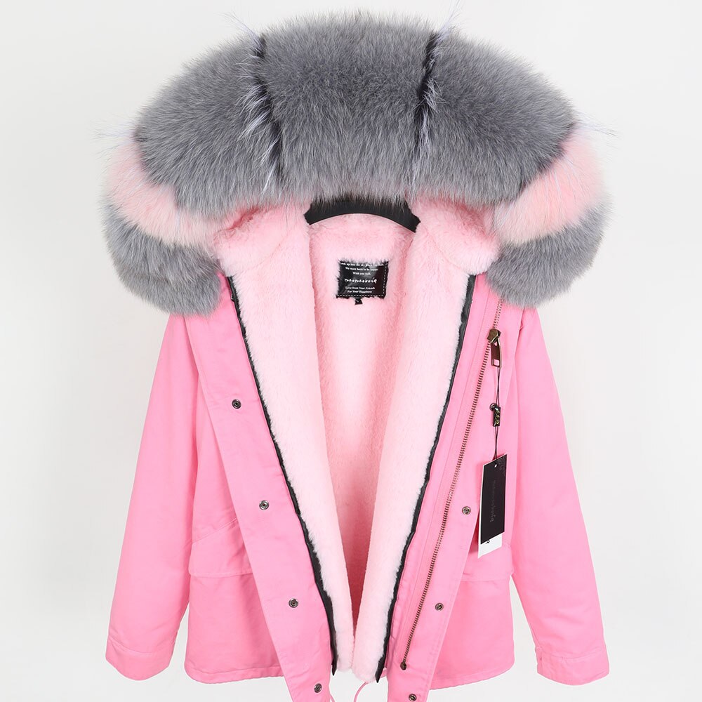 Real Fox Fur Parka Detachable Velvet Lining Coats