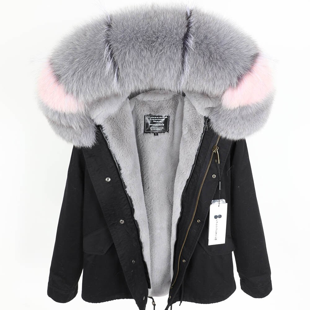 Real Fox Fur Parka Detachable Velvet Lining Coats