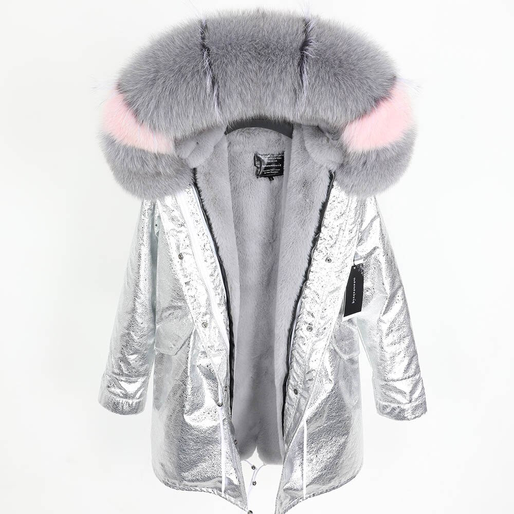 Real Fox Fur Parka Detachable Velvet Lining Coats