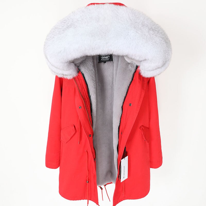 Real Fox Fur Parka Detachable Velvet Lining Coats