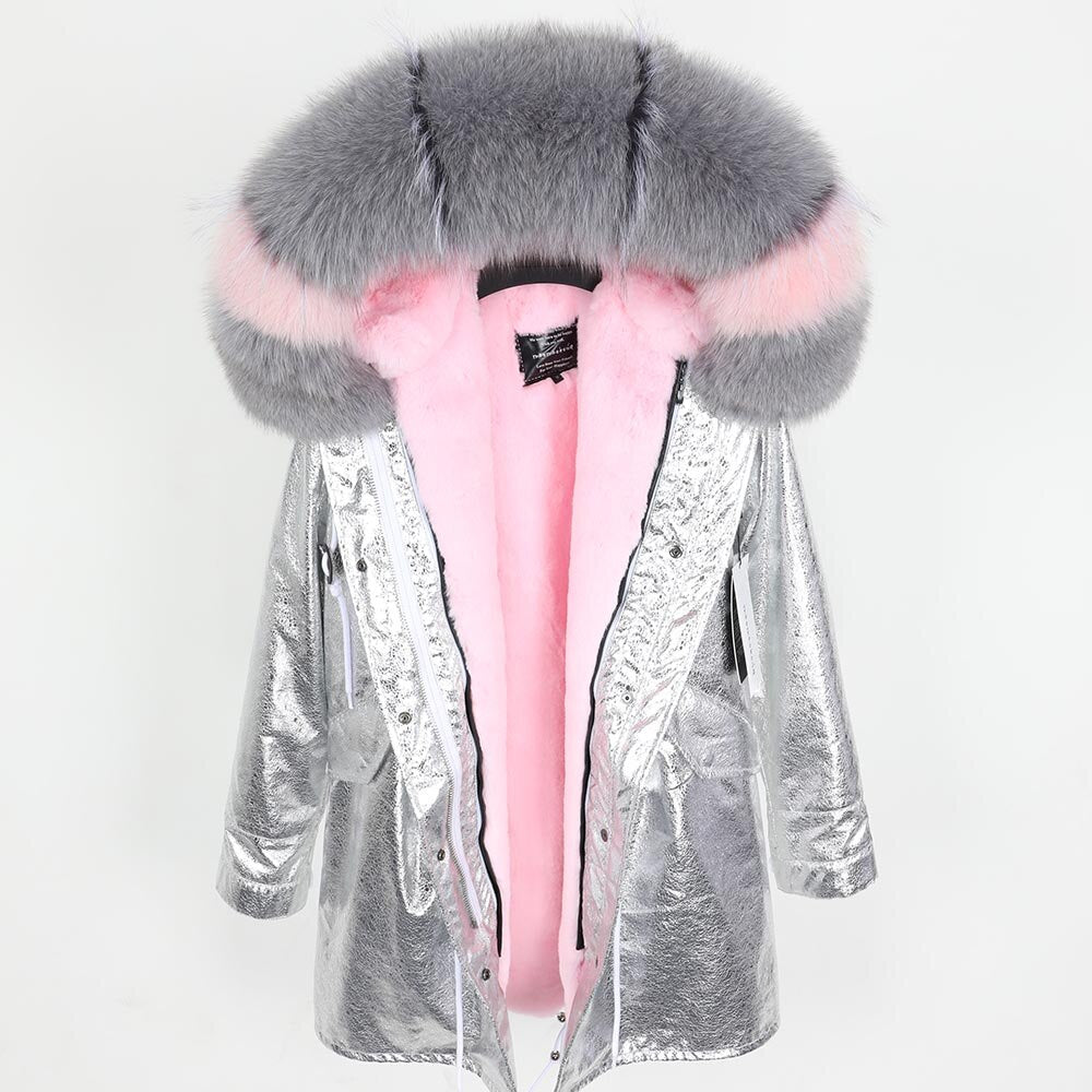 Real Fox Fur Parka Detachable Velvet Lining Coats