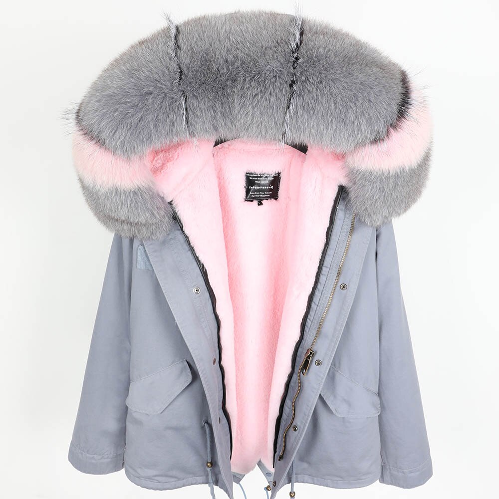 Real Fox Fur Parka Detachable Velvet Lining Coats