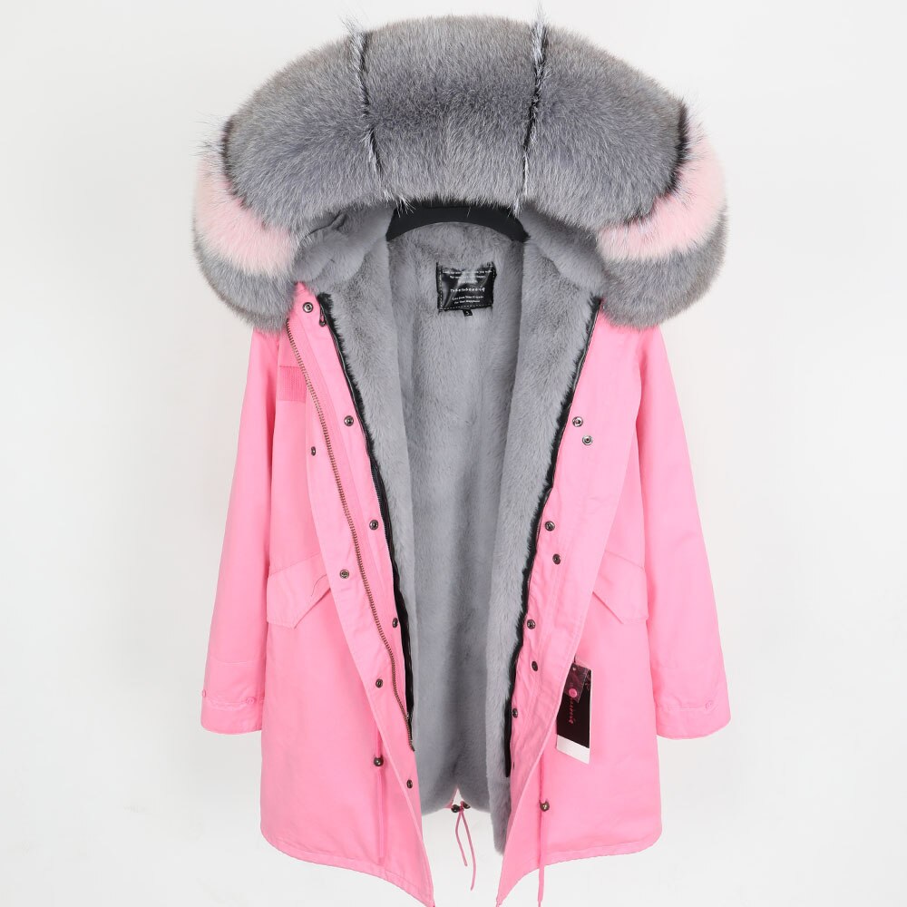 Real Fox Fur Parka Detachable Velvet Lining Coats